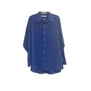 GEOFFREY BEENE Men’s Shirt Size 17.5/34-35 Blue‎ Long Sleeved Wrinkle Free